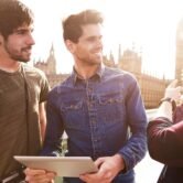 Three best friends touring the London Three best friends touring the London