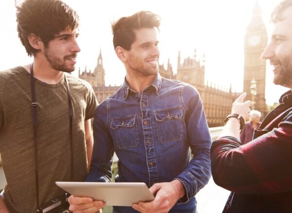 Three best friends touring the London Three best friends touring the London