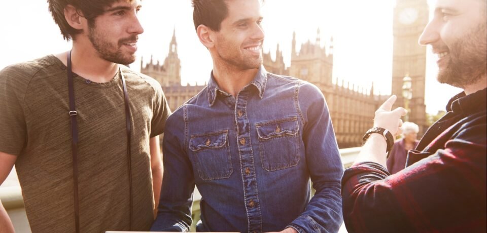 Three best friends touring the London Three best friends touring the London